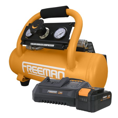 FREEMAN 20V Cordless Compressor Kit 1 Gal. with 4.0H Lithium Ion Battery, Quick Charger PE20V1GCK